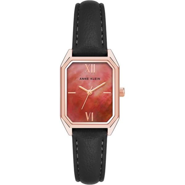AK-3874BYBK 355 mm Leather Strap Octagonal Ladies Watch, Black