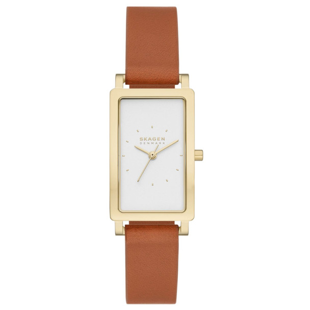 SKW3097 22 mm Hagen Lille Quartz White Dial Rectangle Ladies Watch, Brown