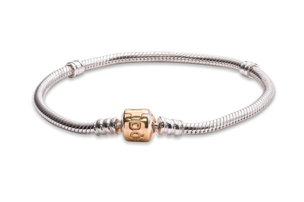 590702HG-17 Silver Charm Bracelet with 14K Gold Clasp