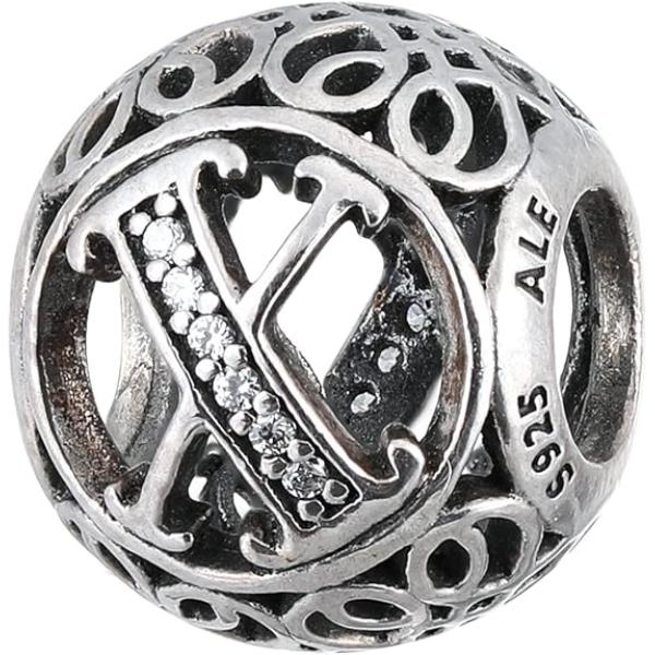 791868CZ Vintage X Clear CZ Charm for Women, Silver