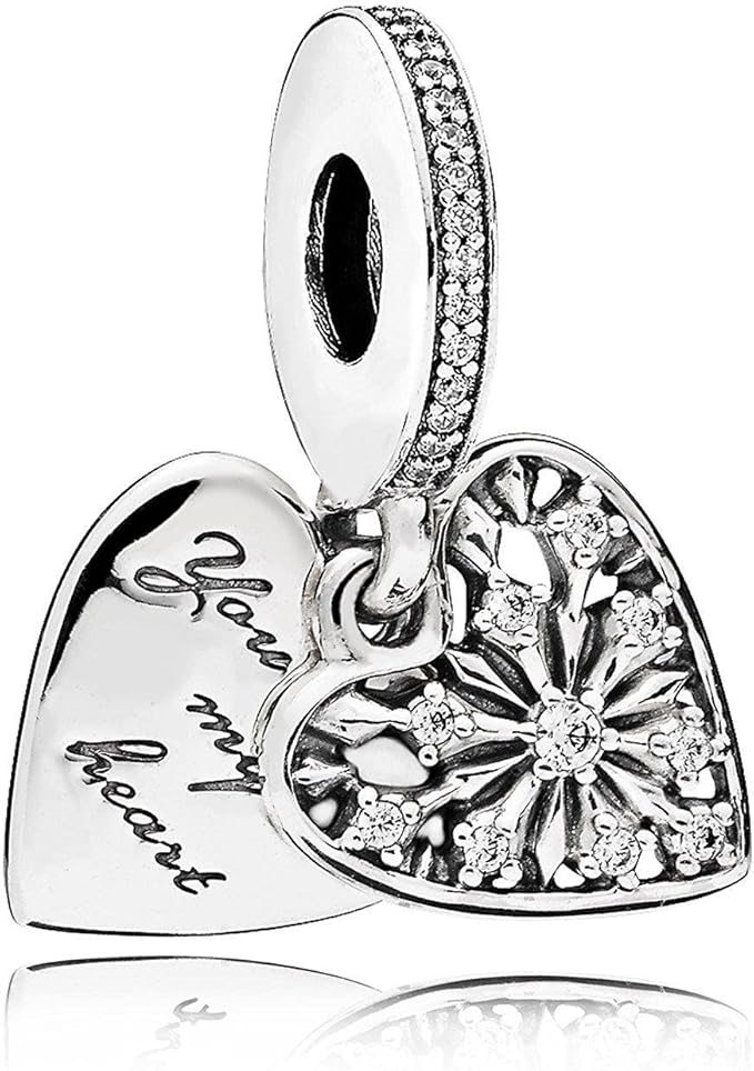 796372CZ Silver Heart of Winter Dangle CZ Bead Charm for Women