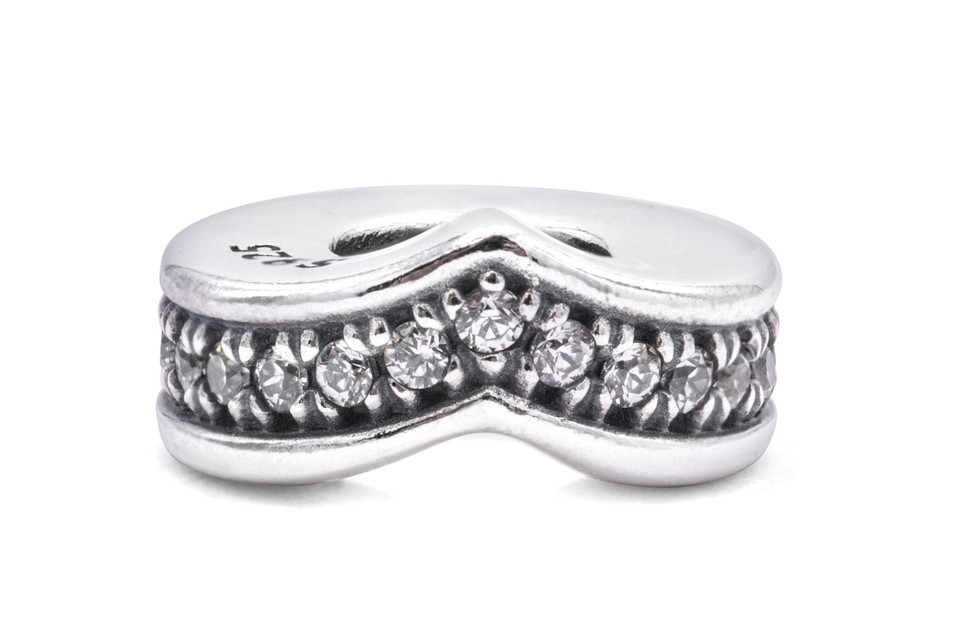 797808CZ Shimmering Wish Spacer Charm for Women, Silver
