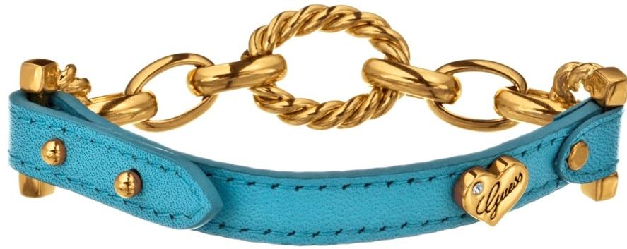 Blue Leather Chain-link Bracelet