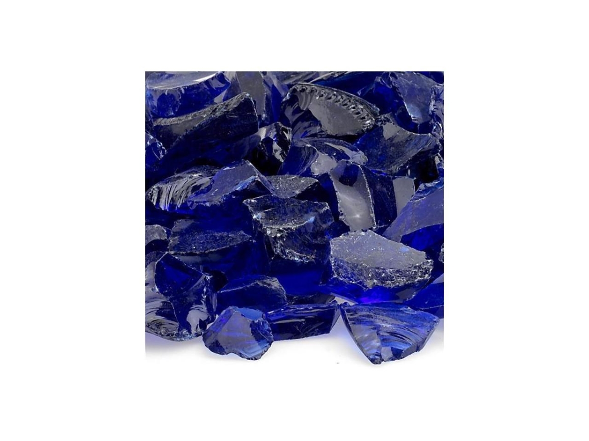 10 Lbs Recycled Fire Pit Glass, Dark Blue - 0.75 In