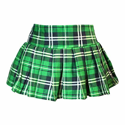 1 X 2 Layer Woven Plaid Skirt, Green