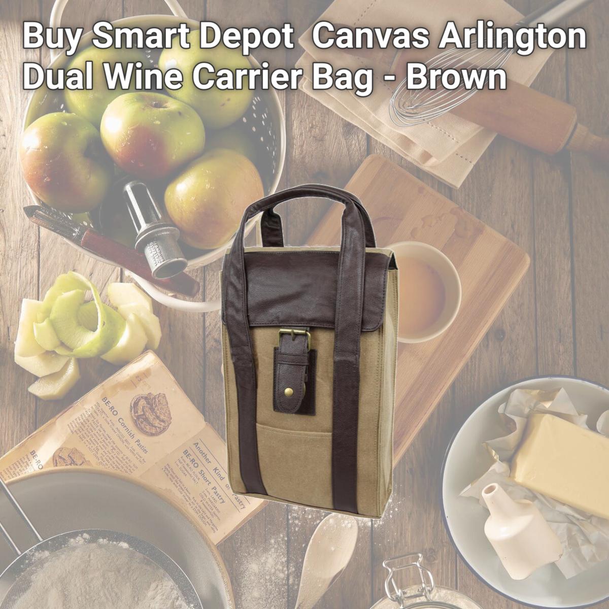 Picture of Buy Smart Depot G3230 Brown Canvas Arlington Dual Wine Carrier Bag - Brown