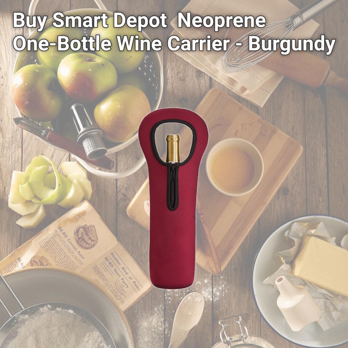 Picture of Buy Smart Depot G7311 Burgundy Neoprene One-Bottle Wine Carrier - Burgundy