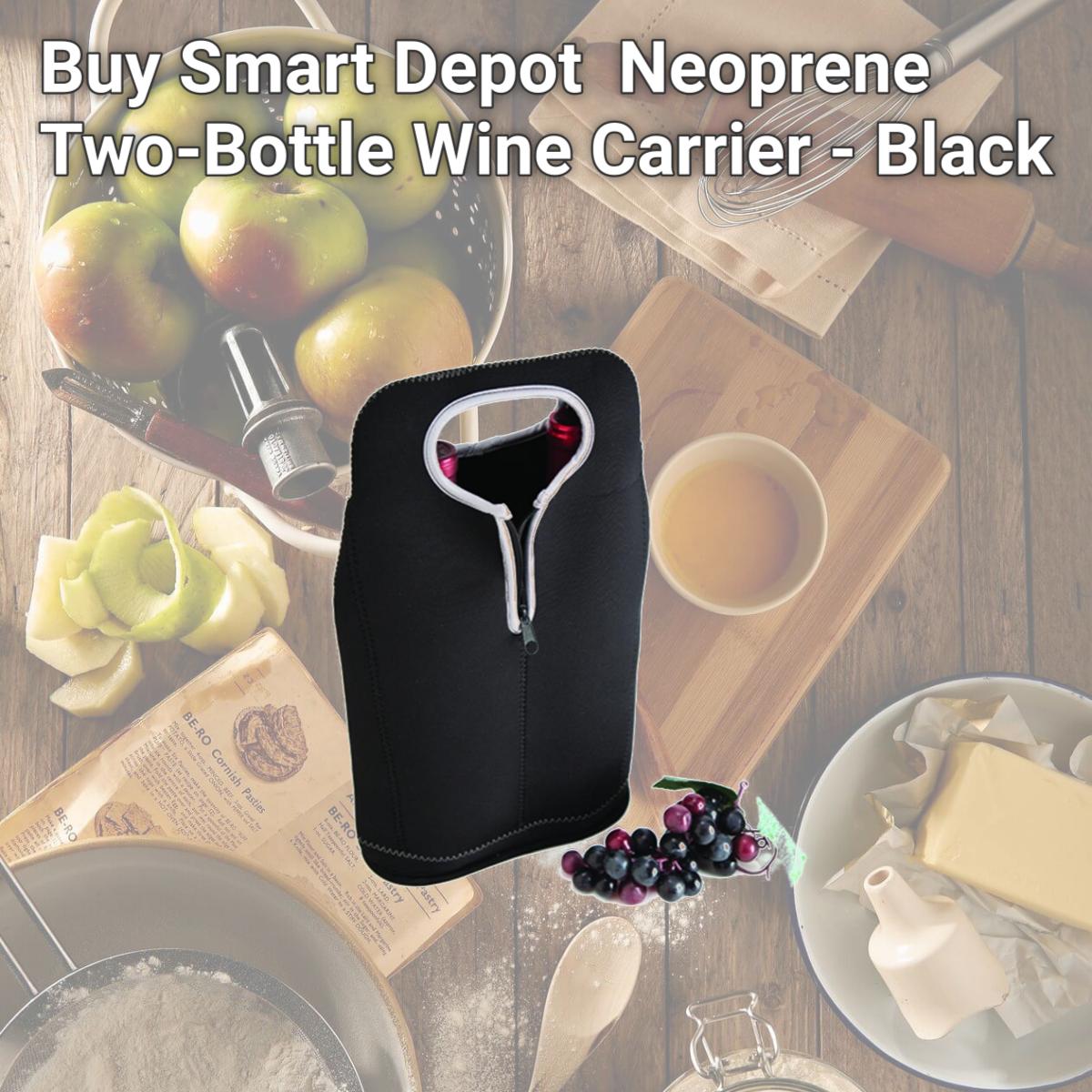 Picture of Buy Smart Depot G7313 Black Neoprene Two-Bottle Wine Carrier - Black
