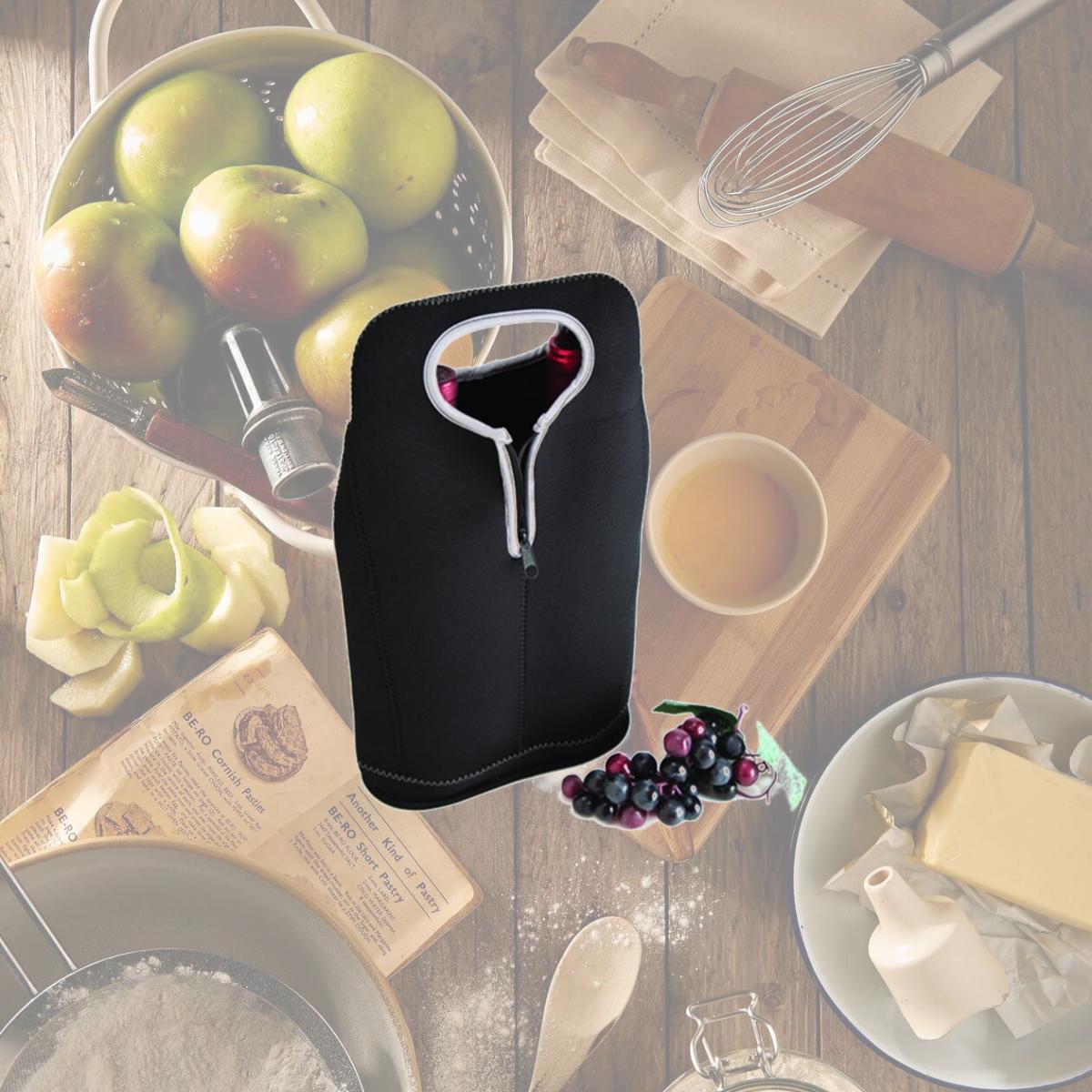 Picture of Buy Smart Depot G7313 Black Neoprene Two-Bottle Wine Carrier - Black