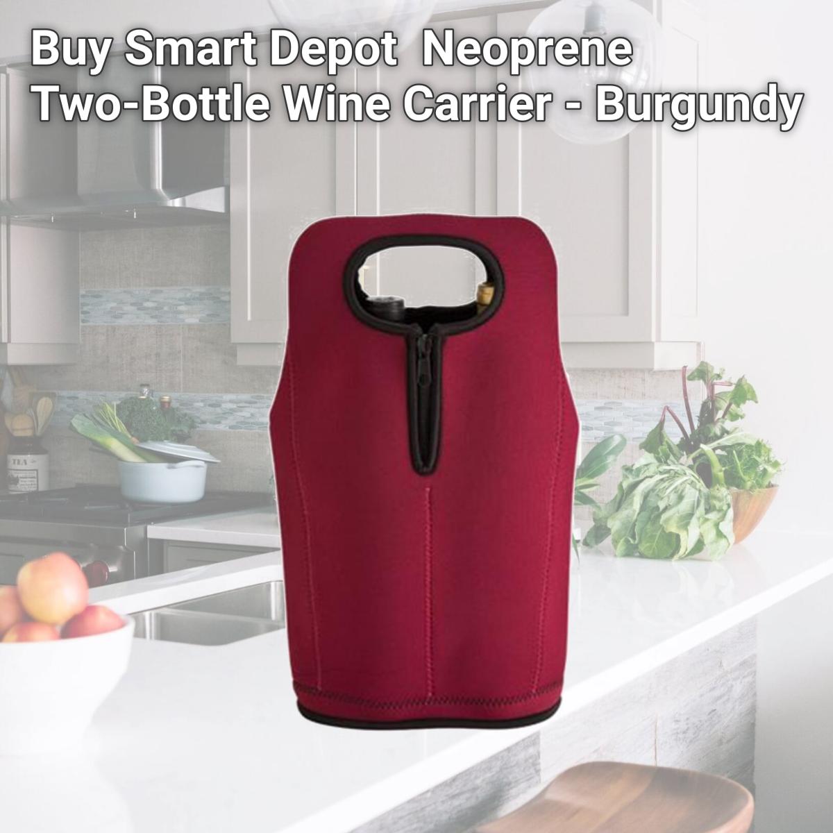 Picture of Buy Smart Depot G7313 Burgundy Neoprene Two-Bottle Wine Carrier - Burgundy