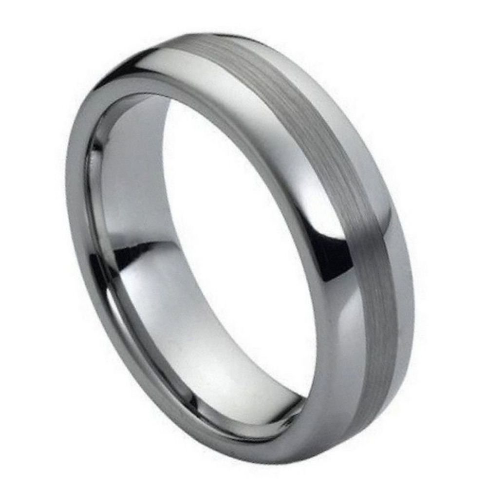 006tr-6mmx10.0 6 Mm Polished Shiny With Brushed Center Tungsten Ring - Size 10