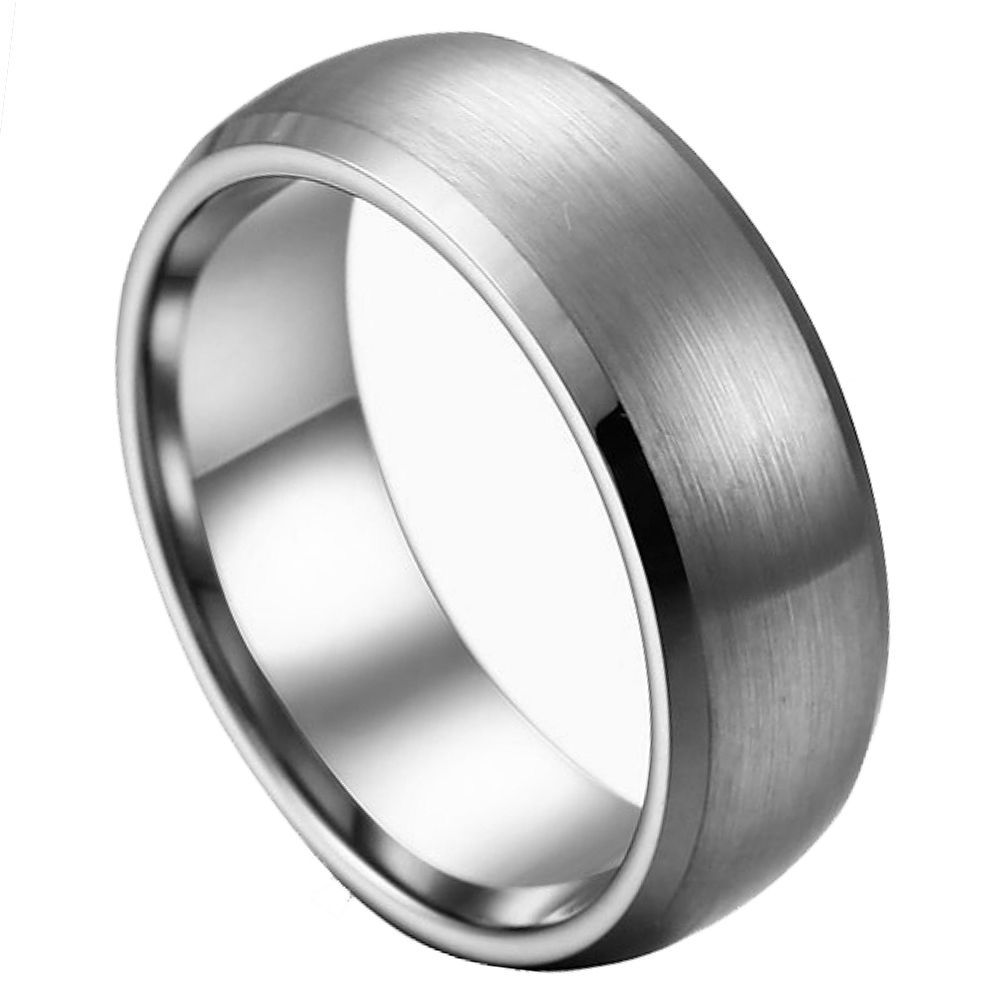 007tr-8mmx10.5 8 Mm Brushed Center Low Beveled Edge Tungsten Ring - Size 10.5