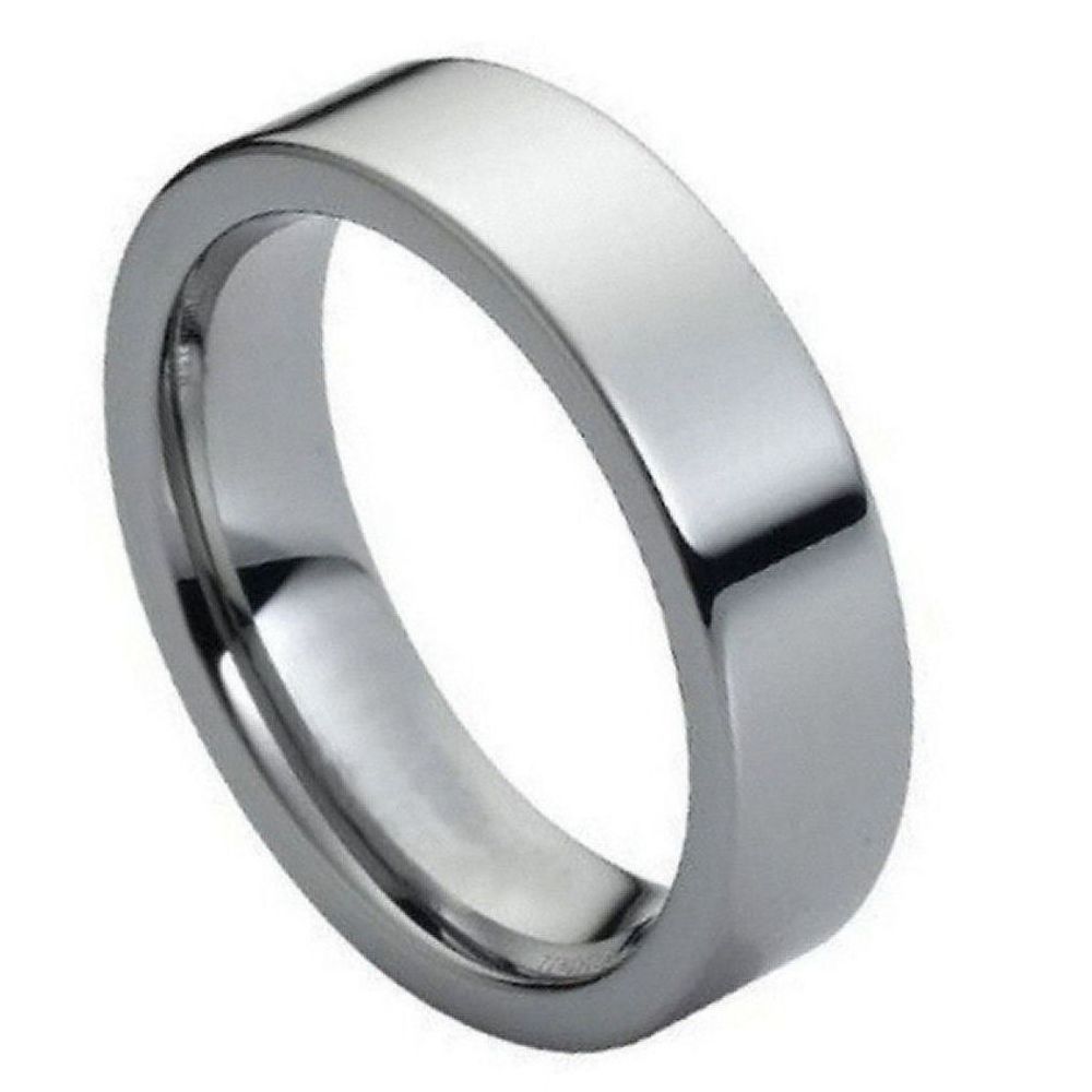 020tr-6mmx10.0 6 Mm Polished Shiny Flat Pipe Cut Style Tungsten Ring - Size 10