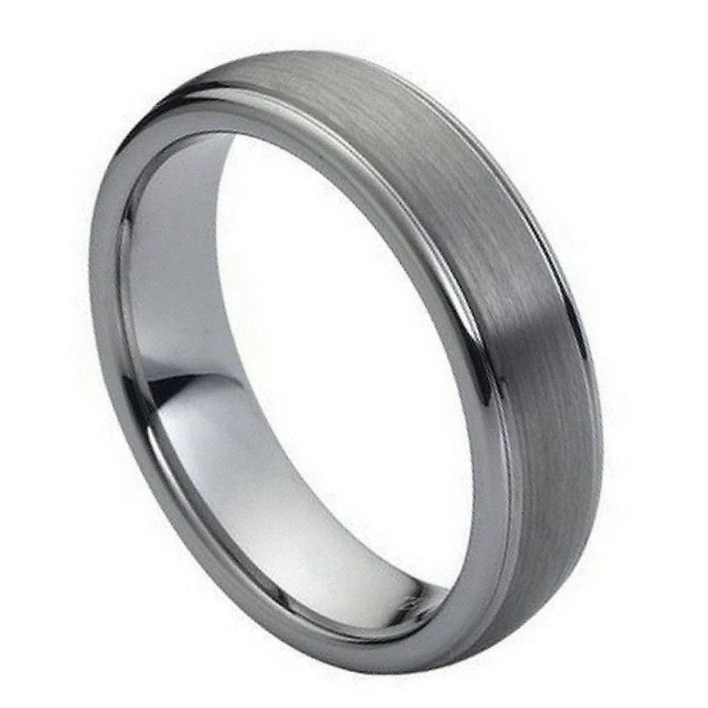 039tr-6mmx13.0 6 Mm Domed Brushed Center High Polish Ridge Edge Tungsten Ring - Size 13