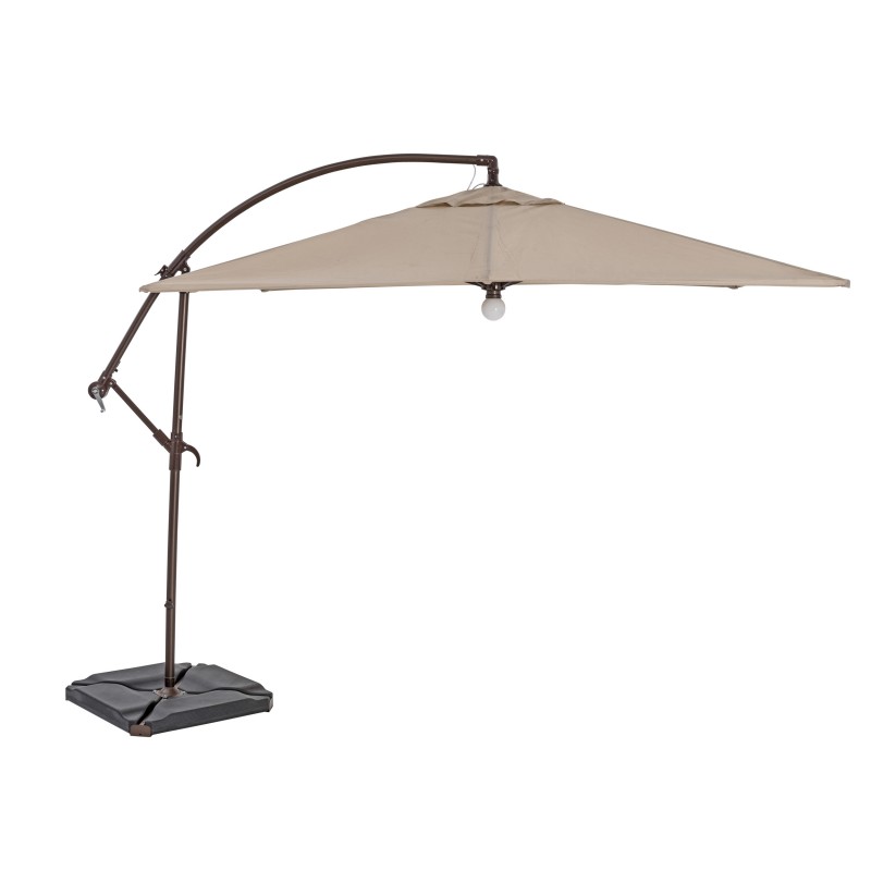 Uyl098pab 9 Ft. True Shade Plus Cantilever Square Umbrella With Light, Antique Beige