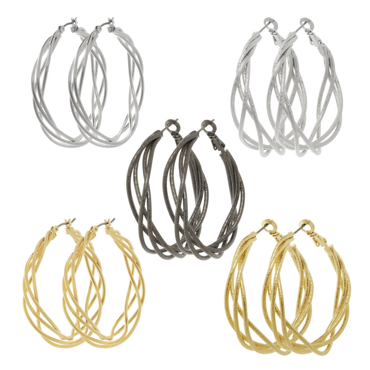 Picture of J&H Designs 1504-EP-Silver Twisted Hoop Earrings