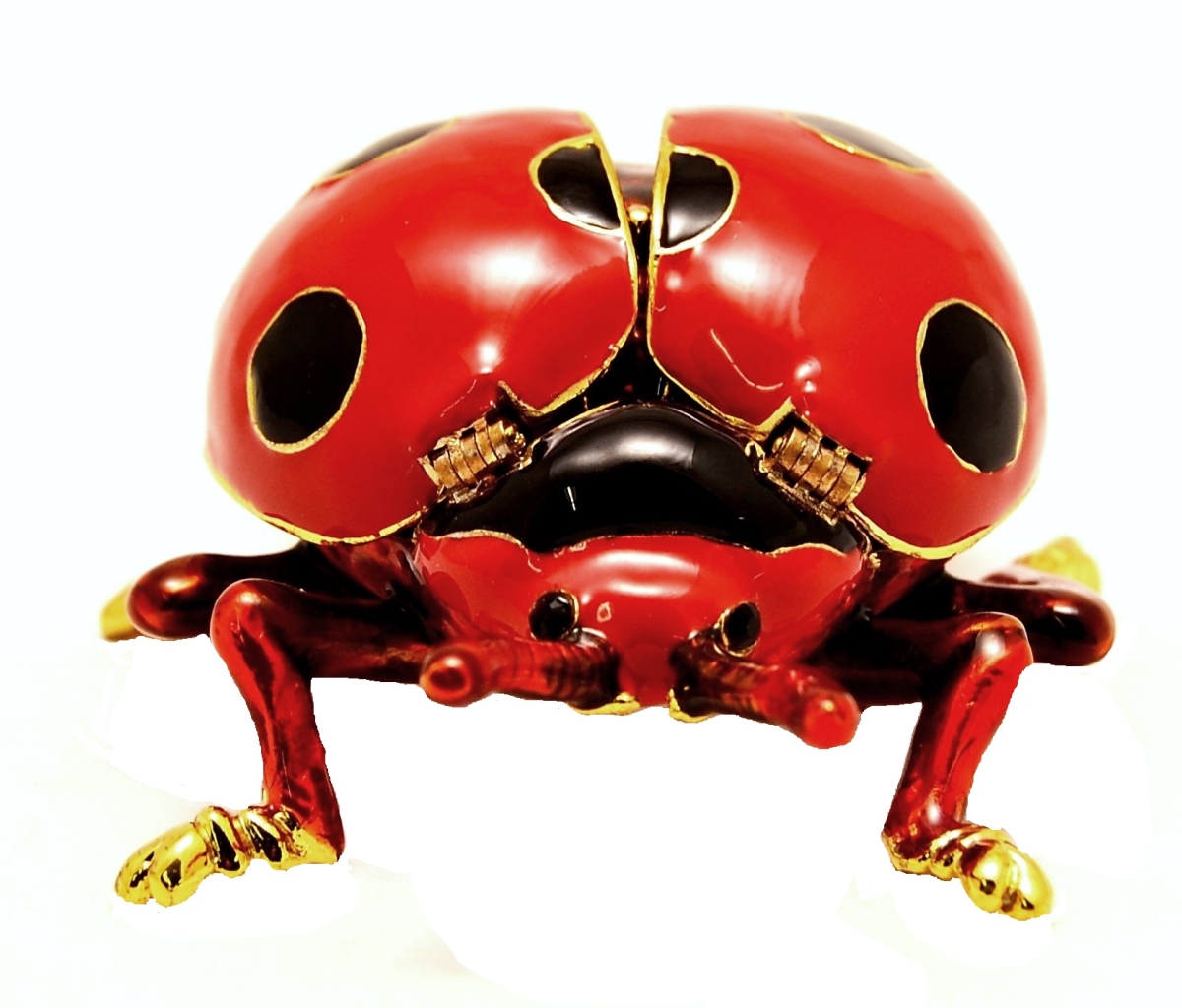 1040051 Ladybug Gold Plating Trinket Box - Red Enamel & Swarovski Crystals