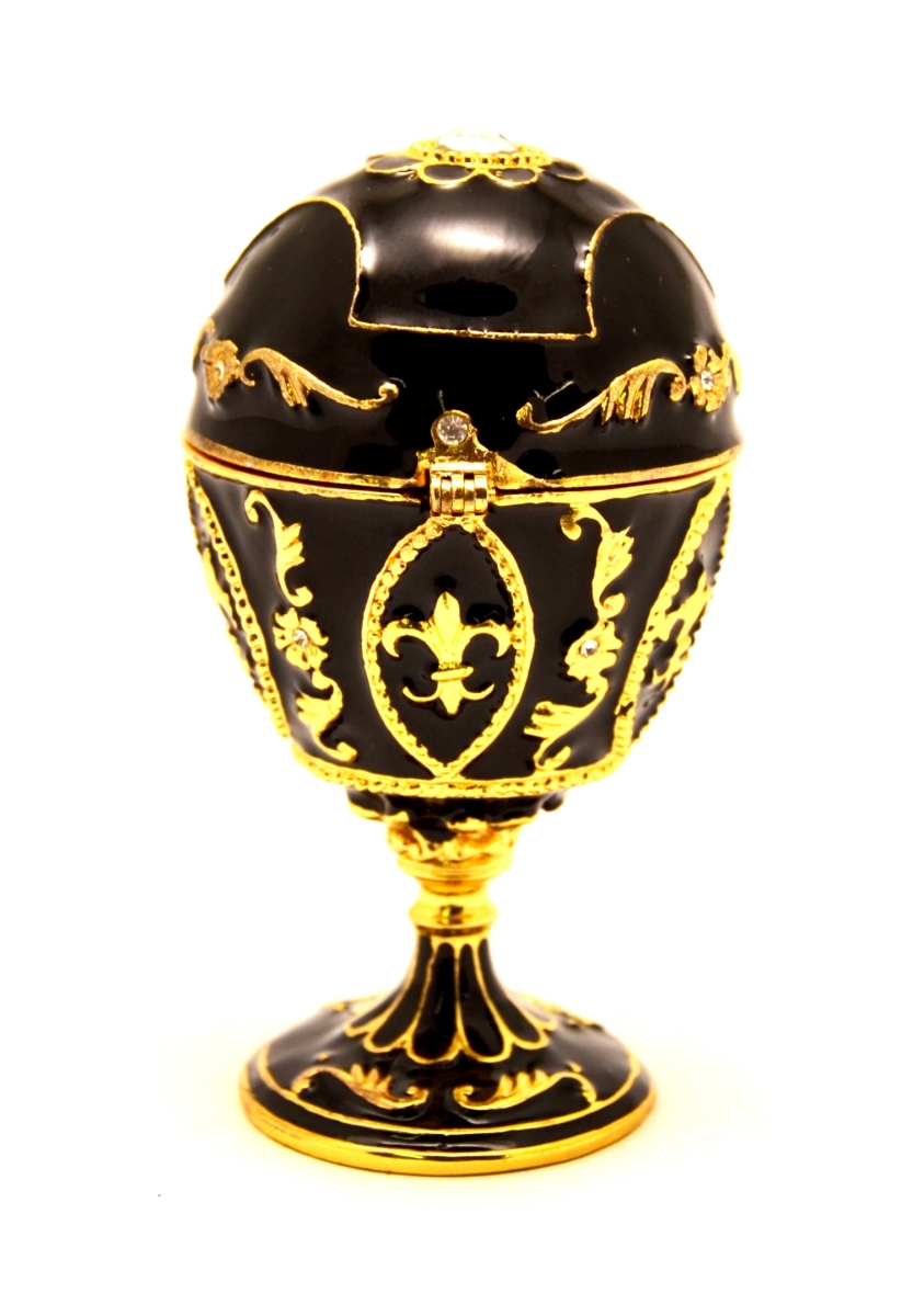 1040287c Fleur Die Lies Design Egg Gold Plating Trinket Box - Swarovski Crystals & Enamel
