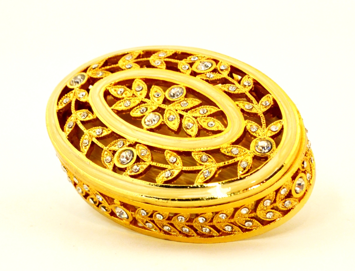 1011109b Martyna Jewelry Gold Plating Trinket Box - Swarovski Crystals & Enamel