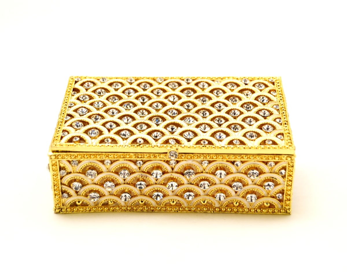 1012084c Decorative Jewelry Gold Plating Trinket Box - Swarovski Crystals & Enamel