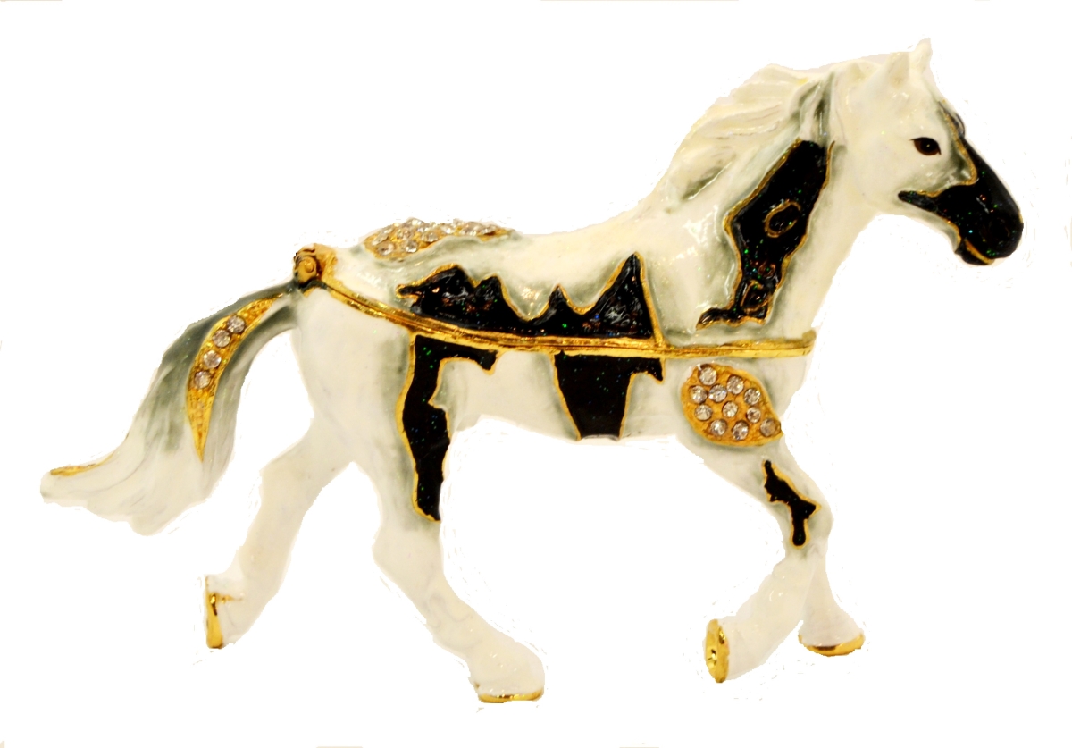 1131463 Bejeweled Horse Gold Plating Trinket Box - Swarovski Crystals & Enamel