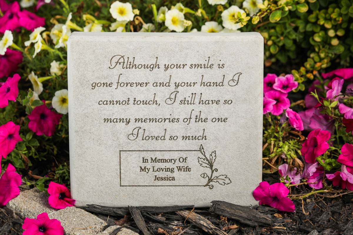 44300 11.5 X 11.5 In. Although Your Smile Is Gone Memorial In Square Stone