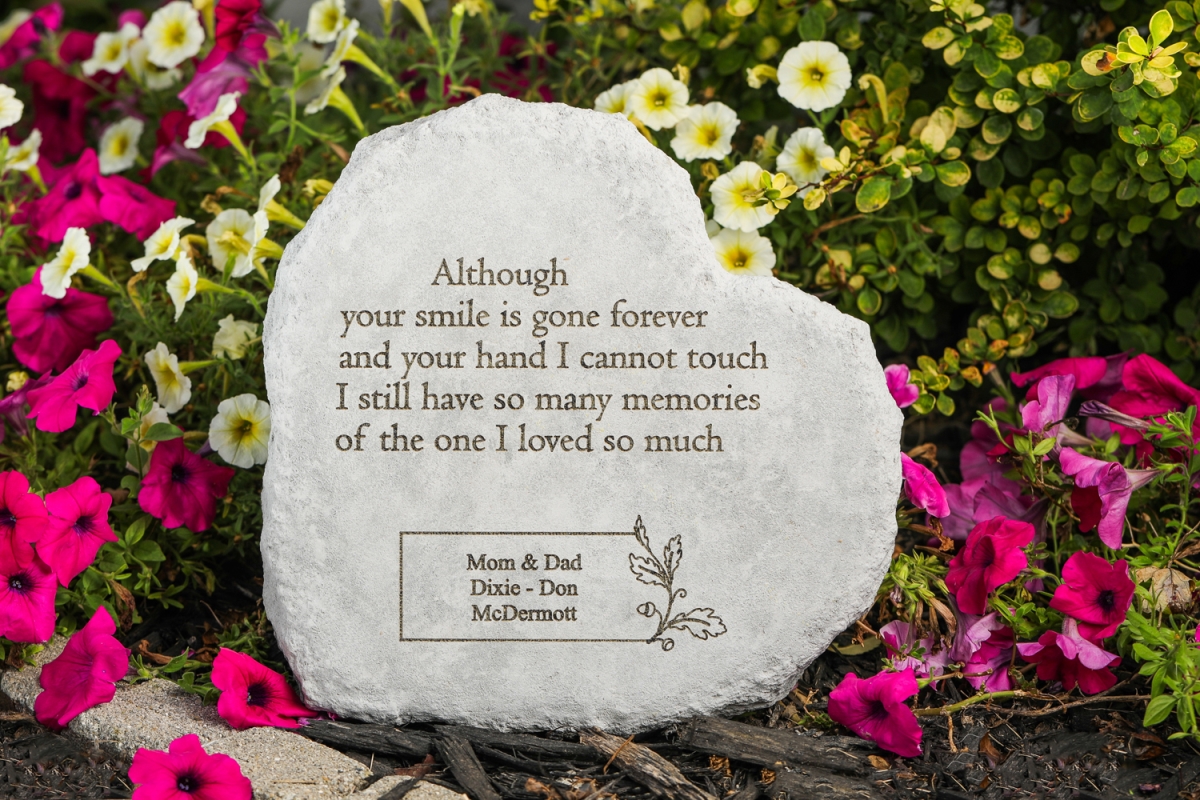 44350 12 X 12 In. Although Your Smile Is Gone Memorial In Large Hearten Stone