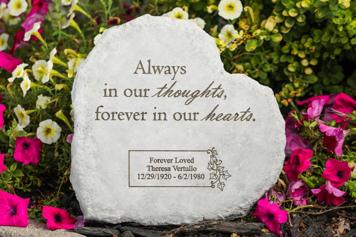 44351 12 X 12 In. Always In Our Thoughts Memorial In Large Hearten Stone
