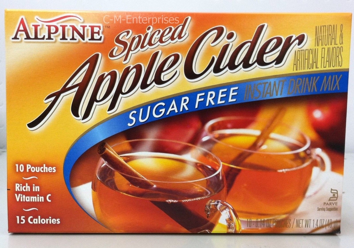 Alpine 16000 Sugar Free Spiced Apple Cider Mix, 1.4 Oz, 10 Count - Pack Of 12