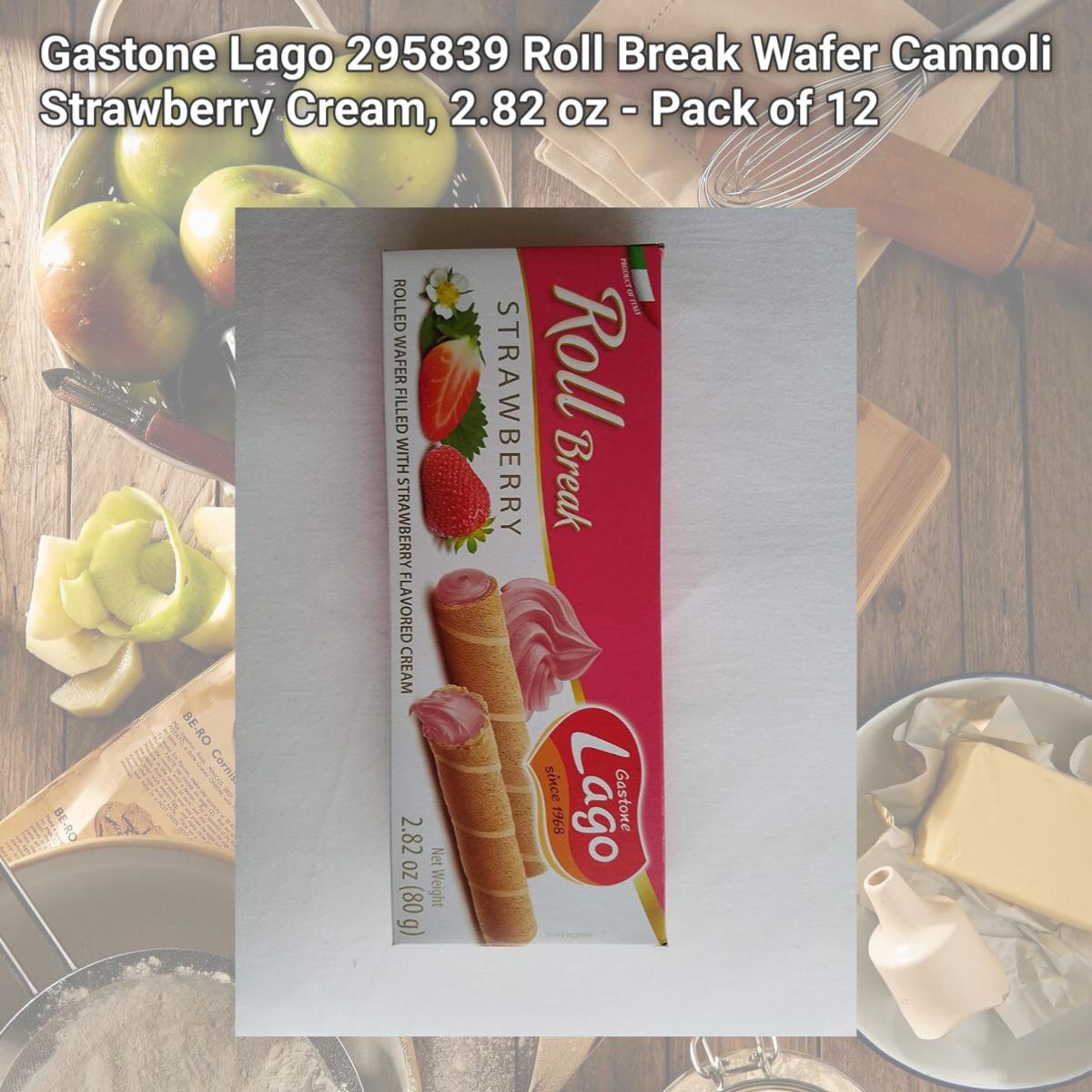 Picture of Gastone Lago 295839 Roll Break Wafer Cannoli Strawberry Cream, 2.82 oz - Pack of 12