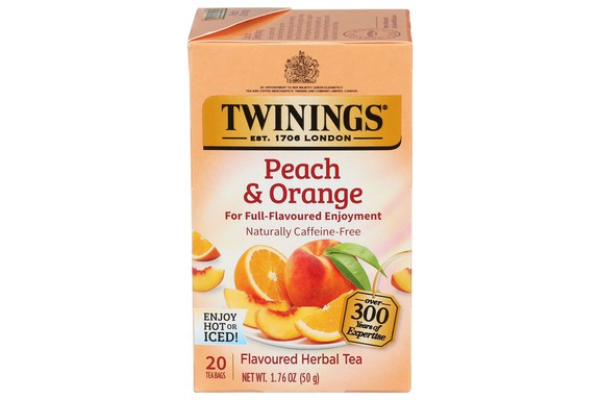 Twinings Peach & Orange Herbal Tea Bag 20 Count Box