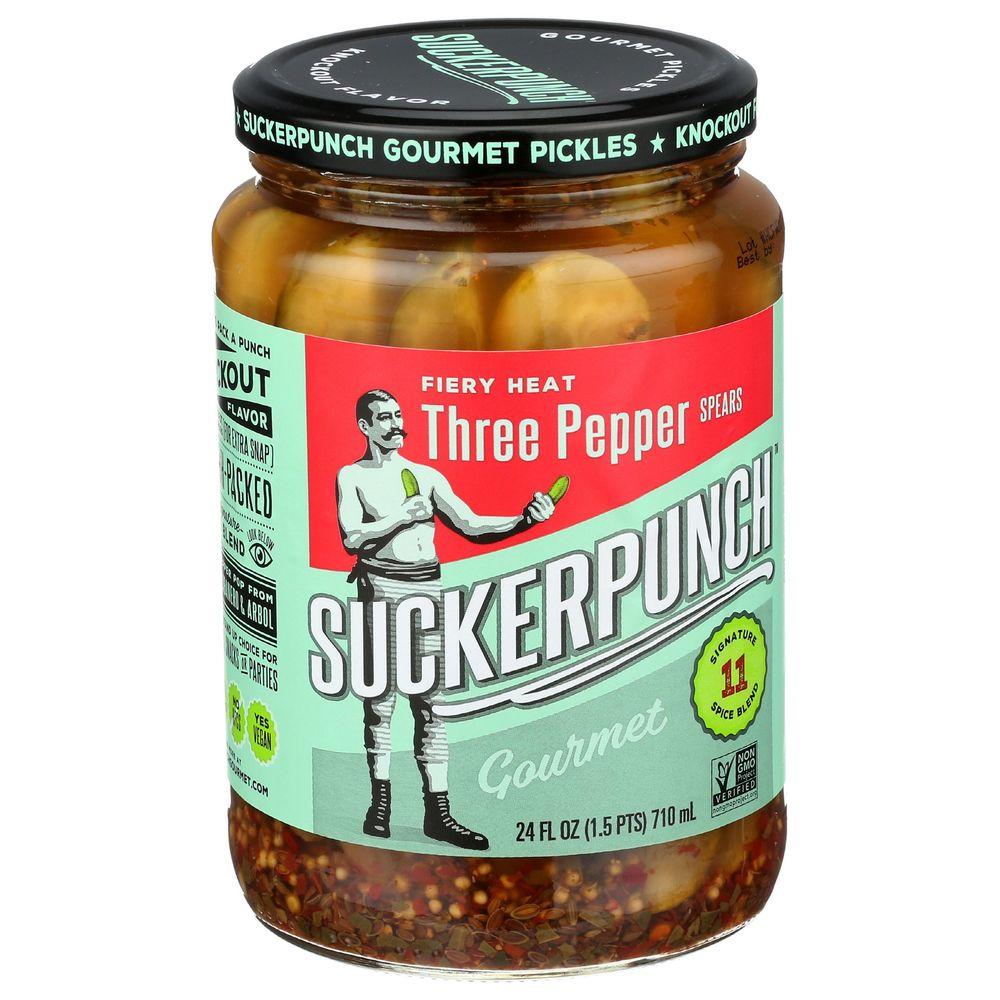 Suckerpunch Fiery Heat Three Pepper Pickle Spears, 24 oz