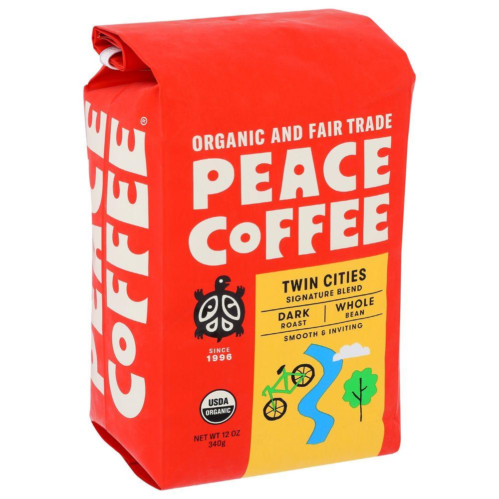 364811 Organic Fair Trade Twin Cities Blend Dark Roast Whole Bean Coffee, 12 oz