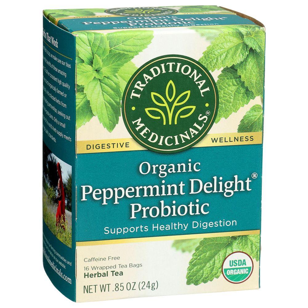 Traditional Medicinals Tea Organic Peppermint Delight Probiotic Tea Bags 16 Count