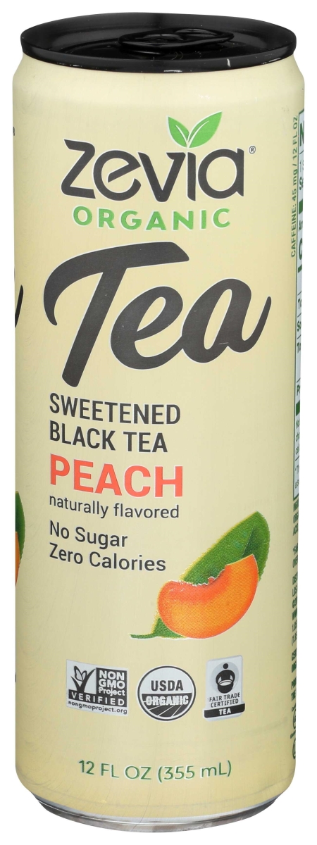 ZEVIA TEA BLACK PEACH ORGANIC 12 FL OZ