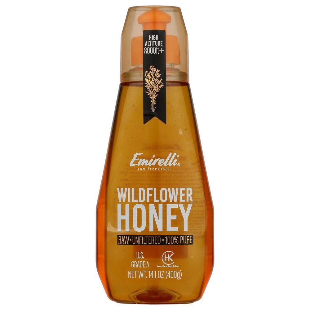 Emirelli Squeeze Bottle Honey Raw Unfiltered and 100% Pure Squeezable Wildflower Honey Halal And Kosher Food Pesticide Free Non GMO & Non Glyphosate Gluten Free – 14.1 Ounce
