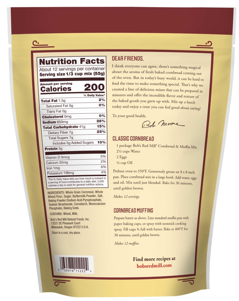 Bob s Red Mill Cornbread & Muffin Mix 24 oz Pkg