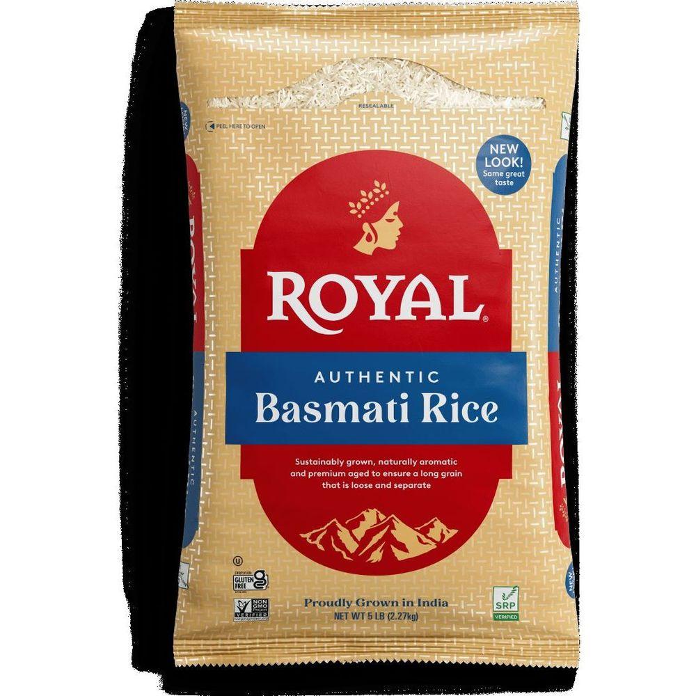 Authentic Royal Naturally Aged Indian White Basmati Rice Long-Grain Gluten-free - 5 lbs