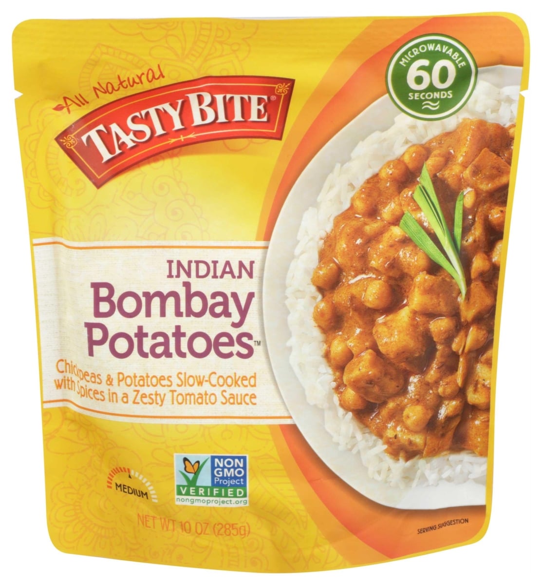 MEDIUM INDIAN BOMBAY POTATOES CHICKPEAS & POTATOES SLOW-COOKED WITH SPICES IN A ZESTY TOMATO SAUCE, MEDIUM INDIAN BOMBAY POTATOES