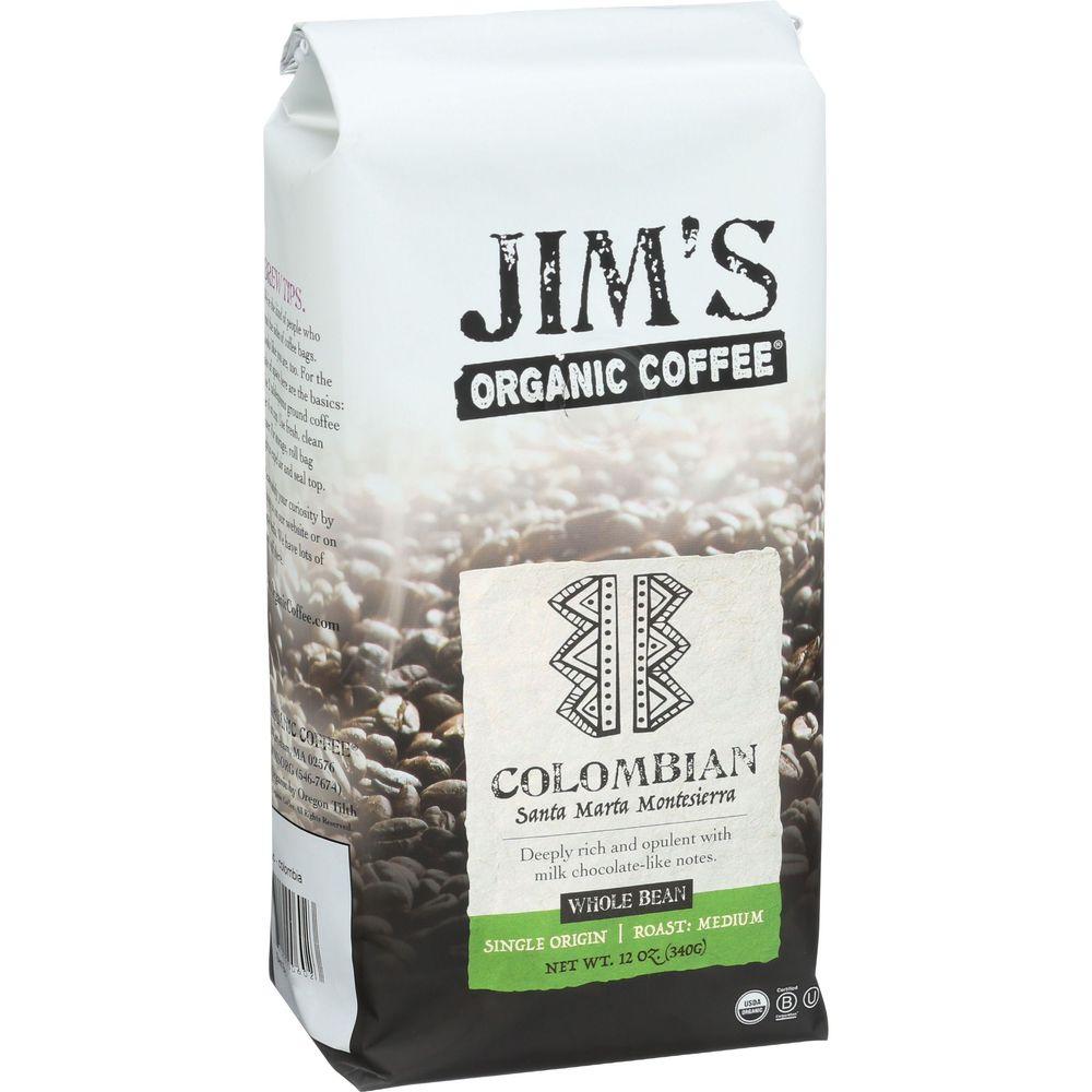 Jim S Organic Coffee Colombian Santa Marta Montesierra Whole Bean Single Origin Coffee 12 Oz