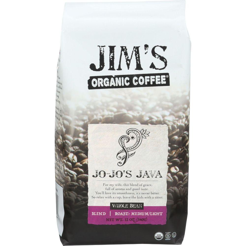 Jim S Organic Coffee Whole Bean Jo Jo S Java 12 Oz