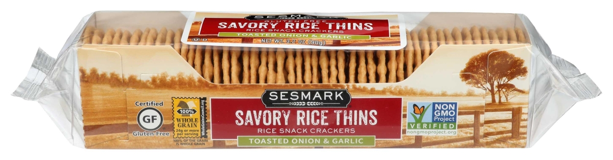 74713 3.2 oz Savory Rice Thins Toasted Onion & Garlic Rice Cracker