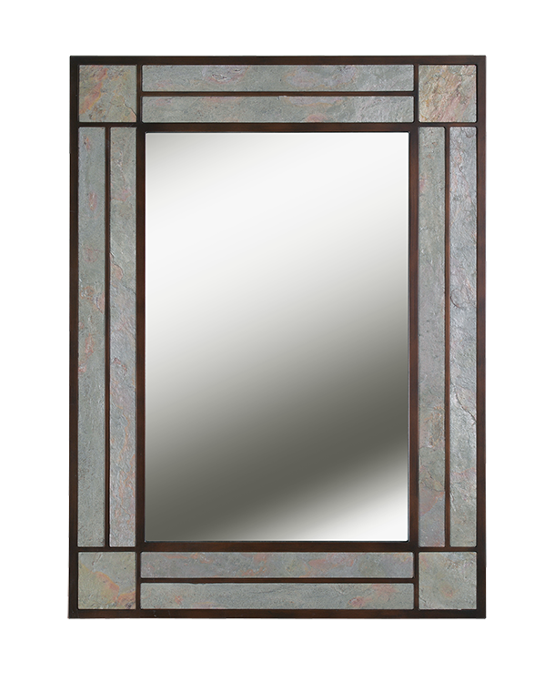 60381sl Adler Mirror, Slate Veneer With Aged Copper