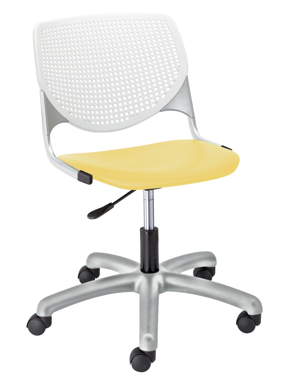 Kool Poly Task Chair White Back Light Grey Seat