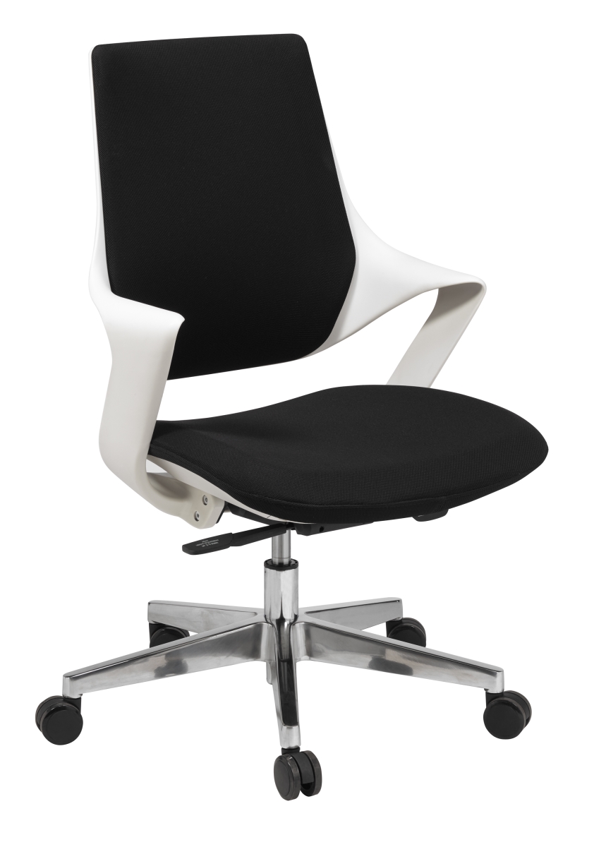 Ol6500wh-bk Mia White Shell & Black Fabric Office Chair With Dual Wheel Hooded Casters