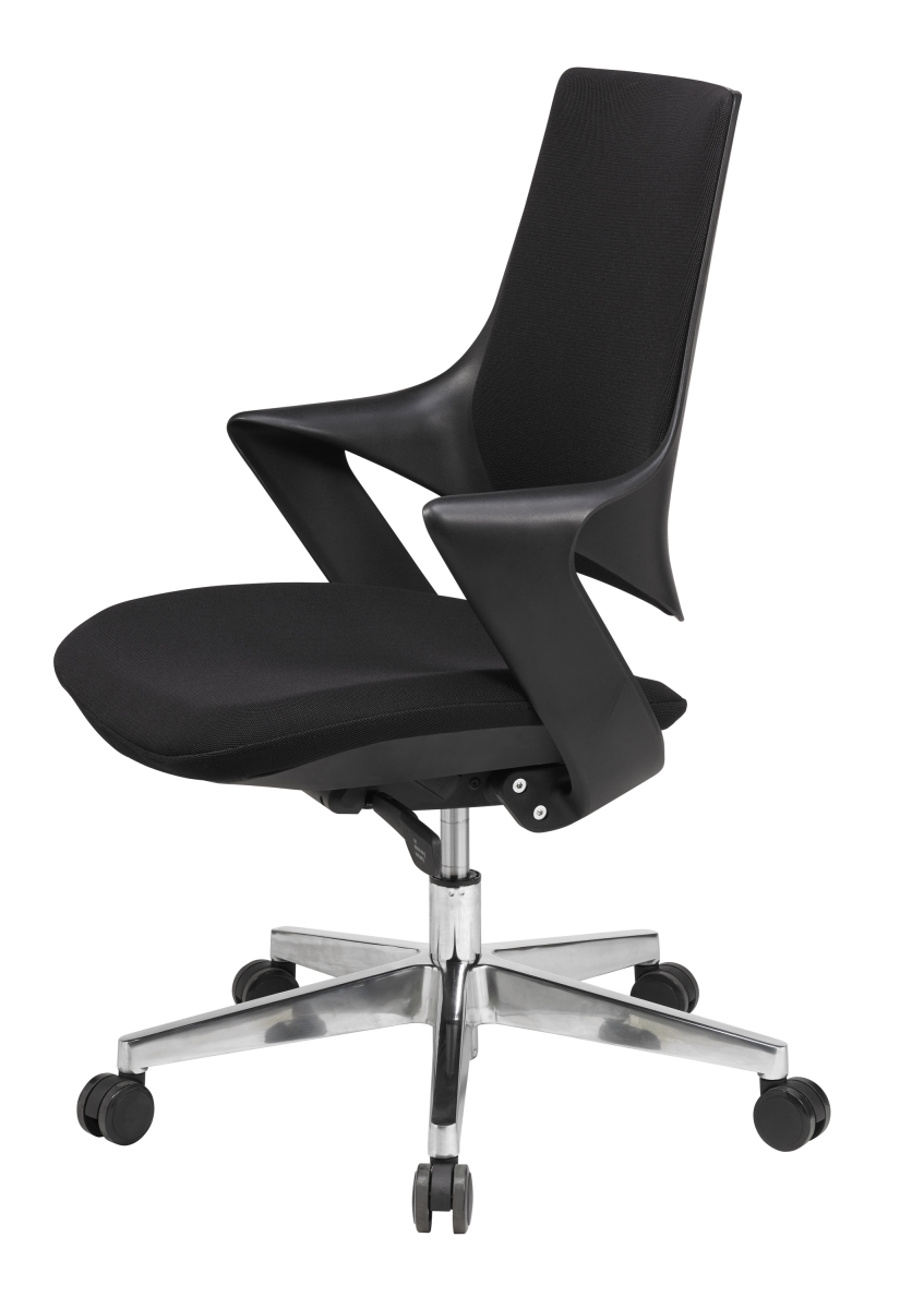 Ol6500bk-bk Mia Black Shell & Frabic Office Chair With Dual Wheel Hooded Casters