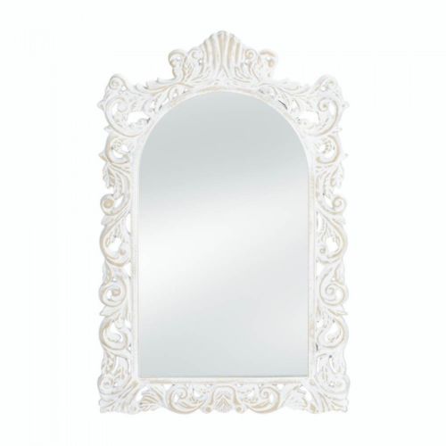 10018068 Grand Distressed Wall Mirror, White
