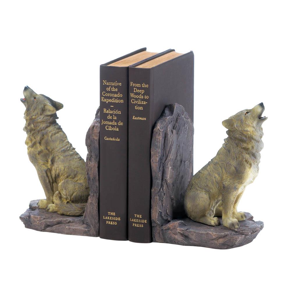 10018439 Howling Wolf Bookends