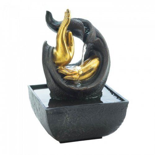 10018475 5.25 X 5.25 X 8 In. Golden Hands Accent Tabletop Fountain