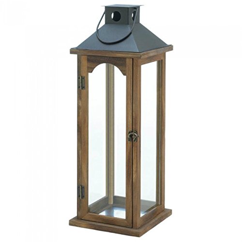 10018495 Simple Rustic Lantern With Led Candle